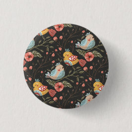 Liefdevolle Boho vogels bloemenpatroon Ronde Button 3,2 Cm