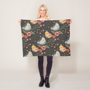 Liefdevolle Boho Vogels Bloemmotief Fleece Deken
