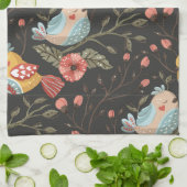 Liefdevolle Boho Vogels Bloemmotief Theedoek (Gevouwen)