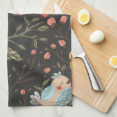 Liefdevolle Boho Vogels Bloemmotief Theedoek (Quarter Fold)