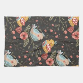 Liefdevolle Boho Vogels Bloemmotief Theedoek