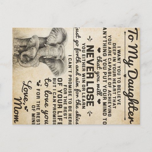 Liefdevolle brief aan dochter | Prachtig geschenk Aankondigingskaart (Voorkant)