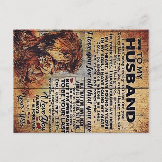 Liefdevolle Brief Aan Mijn Man | Prachtig Geschenk Aankondigingskaart (Voorkant)