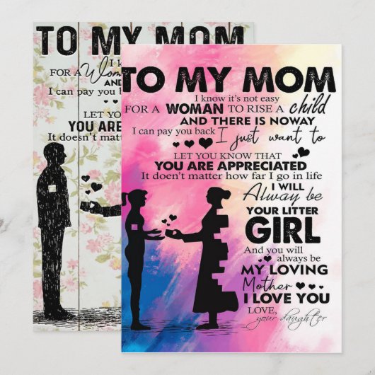 Liefdevolle Brief Aan Moeder | Prachtig Geschenk V Feestdagenkaart (Voorkant / Achterkant)