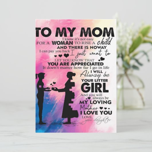 Liefdevolle Brief Aan Moeder | Prachtig Geschenk V Feestdagenkaart (Staand voorkant)