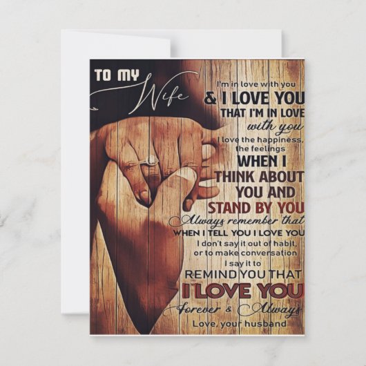 Liefdevolle brief aan vrouw, prachtig geschenk, kaart (Voorkant)