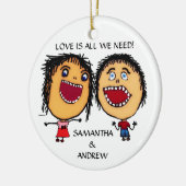 Liefdevolle broer en zus aangepaste kerst keramisch ornament (Links)