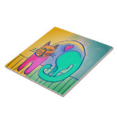 Liefdevolle Cat Abstract digitaal schilderen Tegeltje (Zijkant)