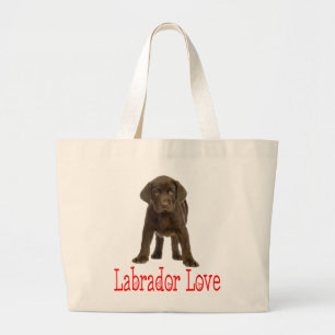 Liefdevolle Chocoladebruine Labrador Retriever Pup Grote Tote Bag