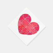 Liefdevolle details: rood puzzelhart in waterverf servet (Hoek)