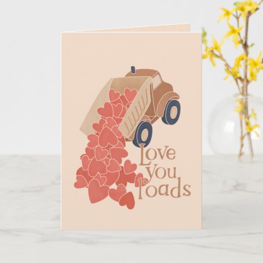 Liefdevolle dump truck met harten valentijn kaart (Gele Bloem)