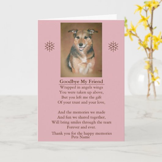 Liefdevolle en originele hond sympathie gedicht kaart (Gele Bloem)