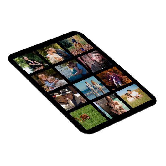 Liefdevolle familiefotocollage budget monogram mag magneet (Rechterzijde)