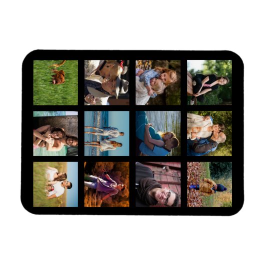 Liefdevolle familiefotocollage budget monogram mag magneet (Horizontaal)