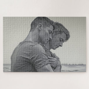 Liefdevolle Gay Couple - Houtskool Schets - Legpuzzel