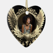 Liefdevolle Geheugen Foto Memorial Diamond Look Keramisch Ornament (Rechts)