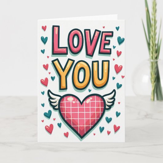 Liefdevolle Geruite Hartkaart Kaart (Voorkant)