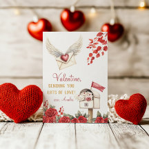 Liefdevolle Gevleugelde Envelop en Rozen Valentijn
