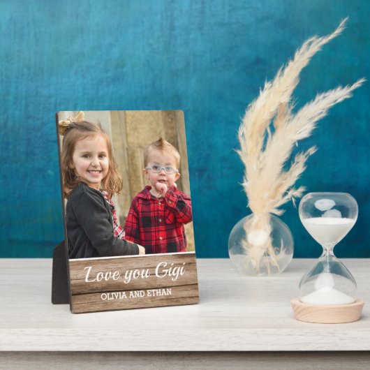 Liefdevolle Gigi Rustieke Houten Kleinkinderen Fot Fotoplaat (Zijkant)