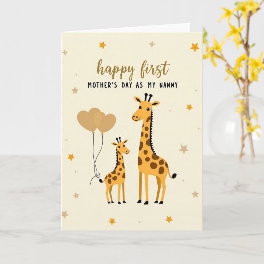Liefdevolle Giraffe Moederdag Kaart (Gele Bloem)