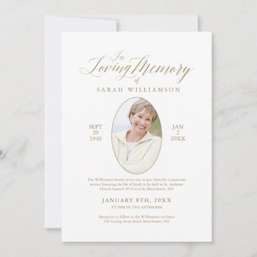 Liefdevolle Herinnering Calligraphy Foto Herdenkin Kaart (Voorkant)