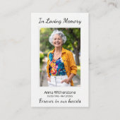 Liefdevolle herinnering Custom Photo Funeral Memor Visitekaartje (Voorkant)
