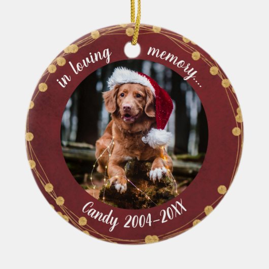 Liefdevolle Herinnering Foto Huisdier Herdenkingsl Keramisch Ornament (Voorkant)