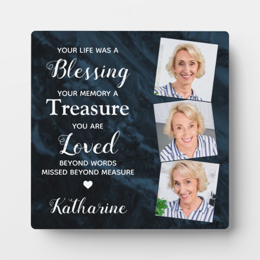 Liefdevolle Herinnering Gepersonaliseerd 3 Foto Bl Fotoplaat (Voorkant)