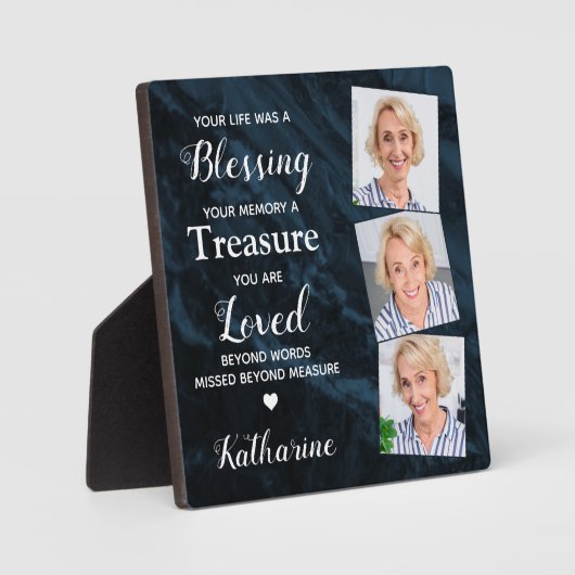 Liefdevolle Herinnering Gepersonaliseerd 3 Foto Bl Fotoplaat (Voorkant)