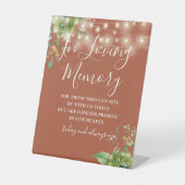 Liefdevolle herinnering groen licht terracotta bru reclamebord met voetstuk (Voorkant)