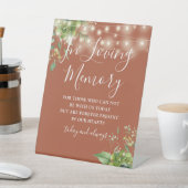 Liefdevolle herinnering groen licht terracotta bru reclamebord met voetstuk (Insitu)