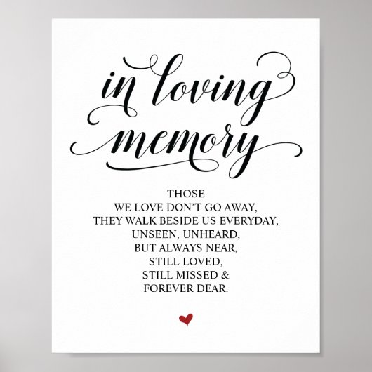 Liefdevolle Herinnering In Onze Hart Herdenking Bo Poster (Voorkant)
