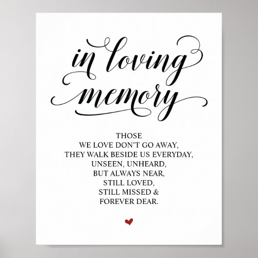 Liefdevolle Herinnering In Onze Hart Herdenking Bo Poster (Voorkant)