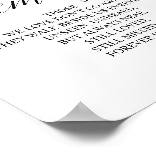 Liefdevolle Herinnering In Onze Hart Herdenkingste Poster (Hoek)