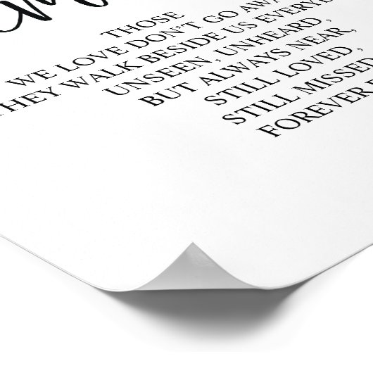 Liefdevolle Herinnering In Onze Hart Herdenkingste Poster (Hoek)