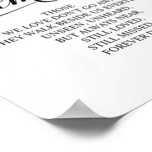 Liefdevolle Herinnering In Onze Hart Herdenkingste Poster (Hoek)