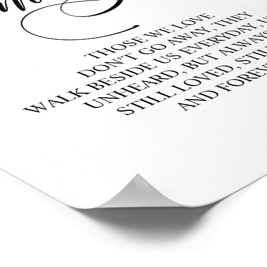 Liefdevolle Herinnering In Onze Hart Herdenkingste Poster (Hoek)