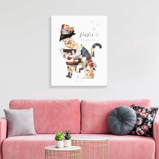 Liefdevolle Herinnering Kat Foto Collage Huisdier Canvas Afdruk (Insitu (Woonkamer))