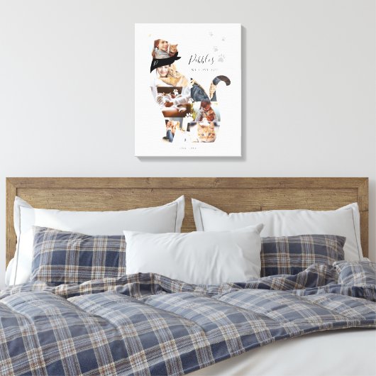 Liefdevolle Herinnering Kat Foto Collage Huisdier Canvas Afdruk (Insitu (Slaapkamer))