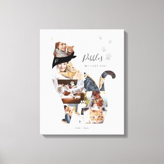 Liefdevolle Herinnering Kat Foto Collage Huisdier Canvas Afdruk (Voorkant)