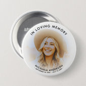 Liefdevolle Herinnering Modern Gedenkteken Aangepa Ronde Button 7,6 Cm (Voorkant /achterkant)