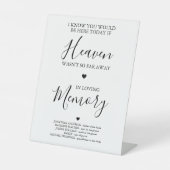 Liefdevolle herinnering Modern Heaven Gedicht Trou Reclamebord Met Voetstuk (Voorkant)