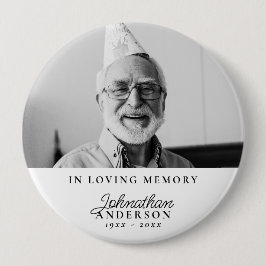 Liefdevolle Herinnering Moderne Zwarte & Witte Fot Ronde Button 4,0 Cm