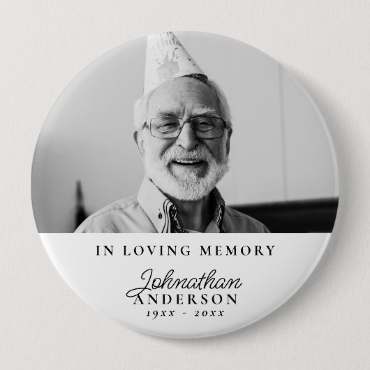 Liefdevolle Herinnering Moderne Zwarte & Witte Fot Ronde Button 4,0 Cm (Voorkant)