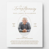 Liefdevolle Herinnering Script & Foto Memorabilia Fotoplaat (Voorkant)