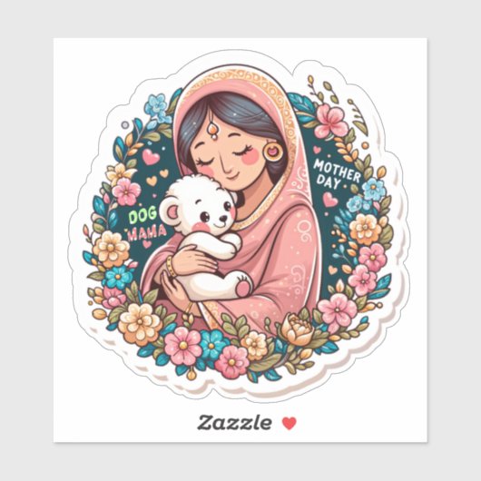 Liefdevolle Hond Moeder Omhelzen Sticker (Vel)