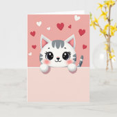 Liefdevolle kat met harten kaart (Gele Bloem)