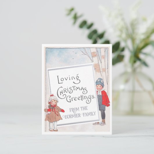 Liefdevolle Kerstgroeten Custom  Kinderen Feestdagenkaart (Staand voorkant)