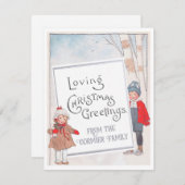 Liefdevolle Kerstgroeten Custom Kinderen Feestdagenkaart (Voorkant / Achterkant)