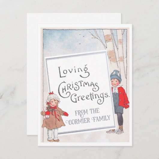 Liefdevolle Kerstgroeten Custom  Kinderen Feestdagenkaart (Voorkant / Achterkant)